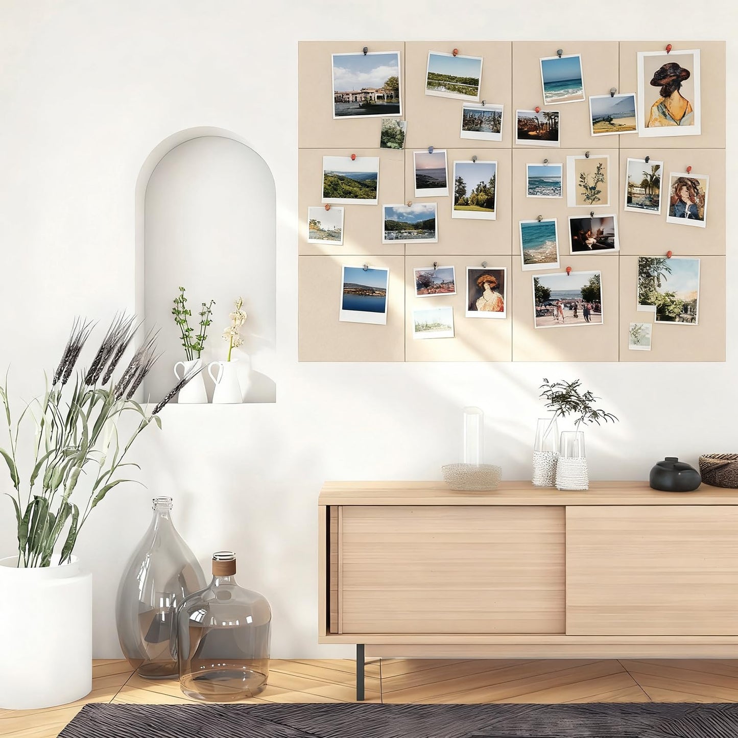 Large Felt Bulletin Board, 36" x 24" Cork Board Alternative 6 Pack Felt Wall Tiles Bulletin Board with 40 Safe Removable Adhesive Tabs, Wall Tiles Tack Push Pin Boards for Home Office Classroom