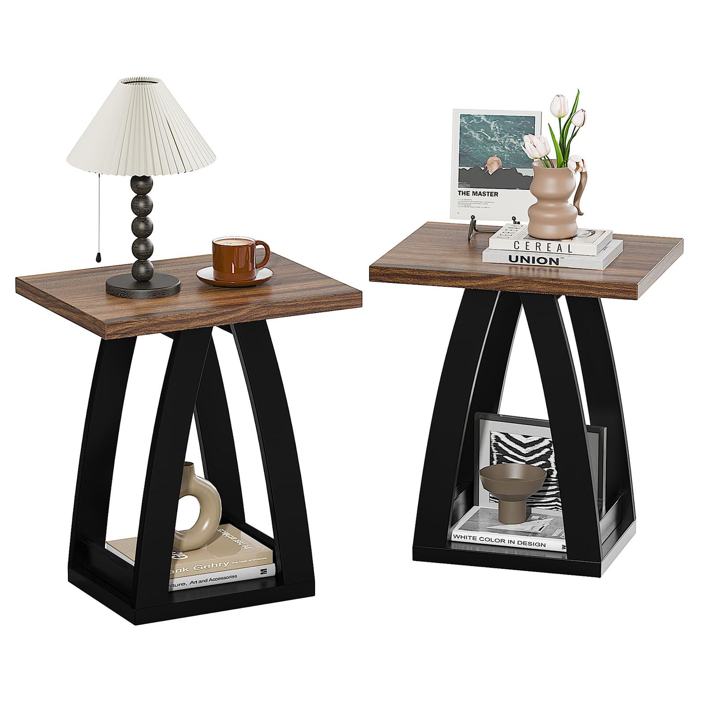 FROMJBEST End Table, Side Table, Nightstand, Sofa Side Table with Shelf, Modern End Table for Living Room, Bedroom