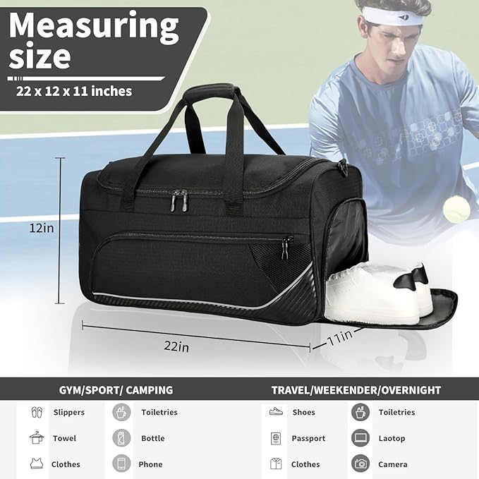 Urbanstand Gym Bag for Men - 50L Sports Duffle Bag with Shoe Compartment, Large Carry On Weekender Duffle Bag for Fitness, Camping, Sport, Travel, Swimming