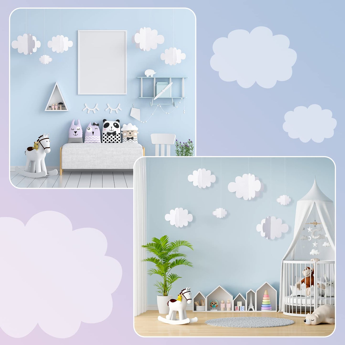 8 Pcs 3D Cloud Decoration Hanging for Ceiling Game Themed Party Decoration Artificial Cloud Ornament Hanging Ceiling Wall Banner Decor for Birthday Wedding Baby Shower Nursery Children Room