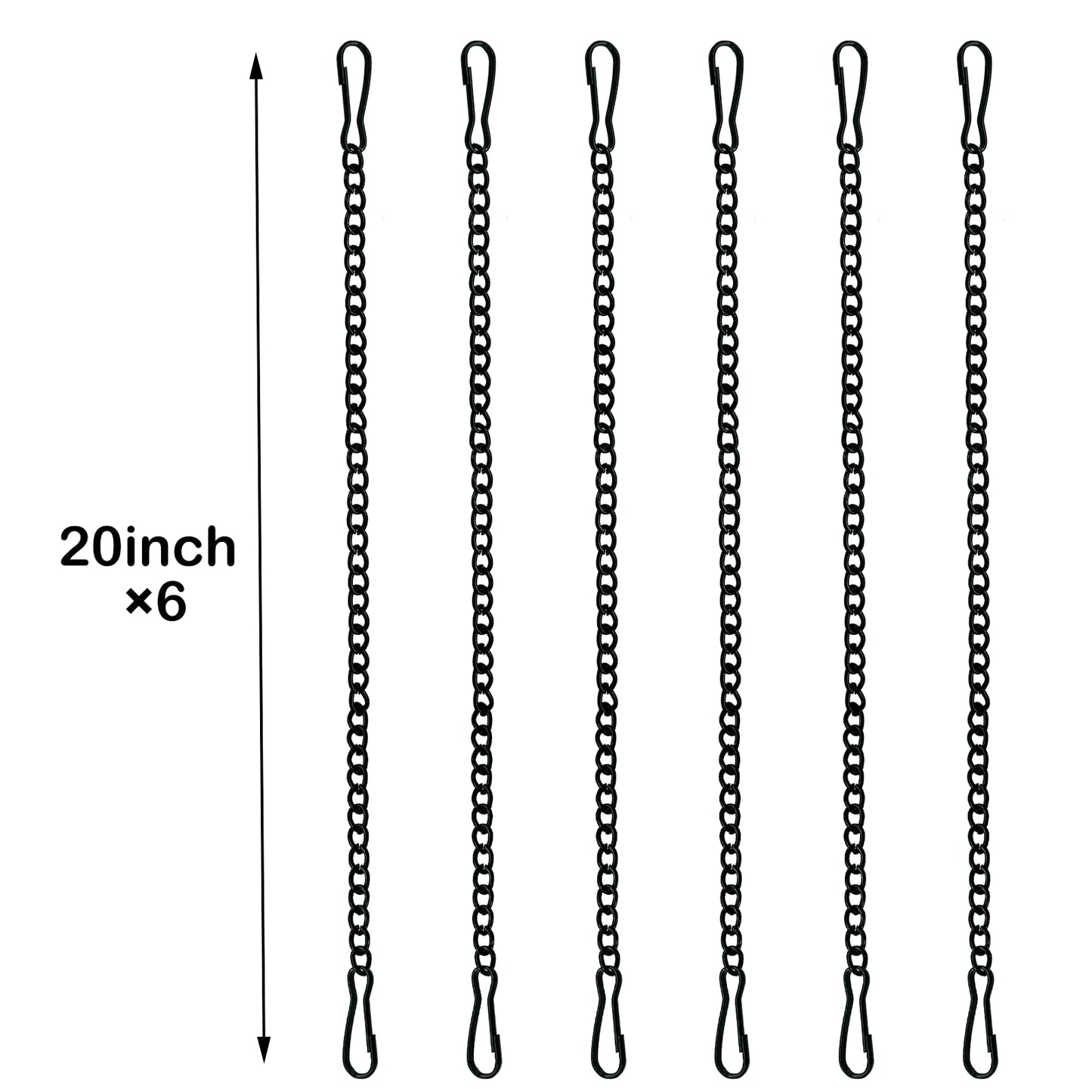 6 Pcs 20 Inch Stained Glass Window Hanging Chain - Black Hanging Chain, Window Art Decor, Patio Garden Outdoor Decorative Hangings Glass Panels Chains