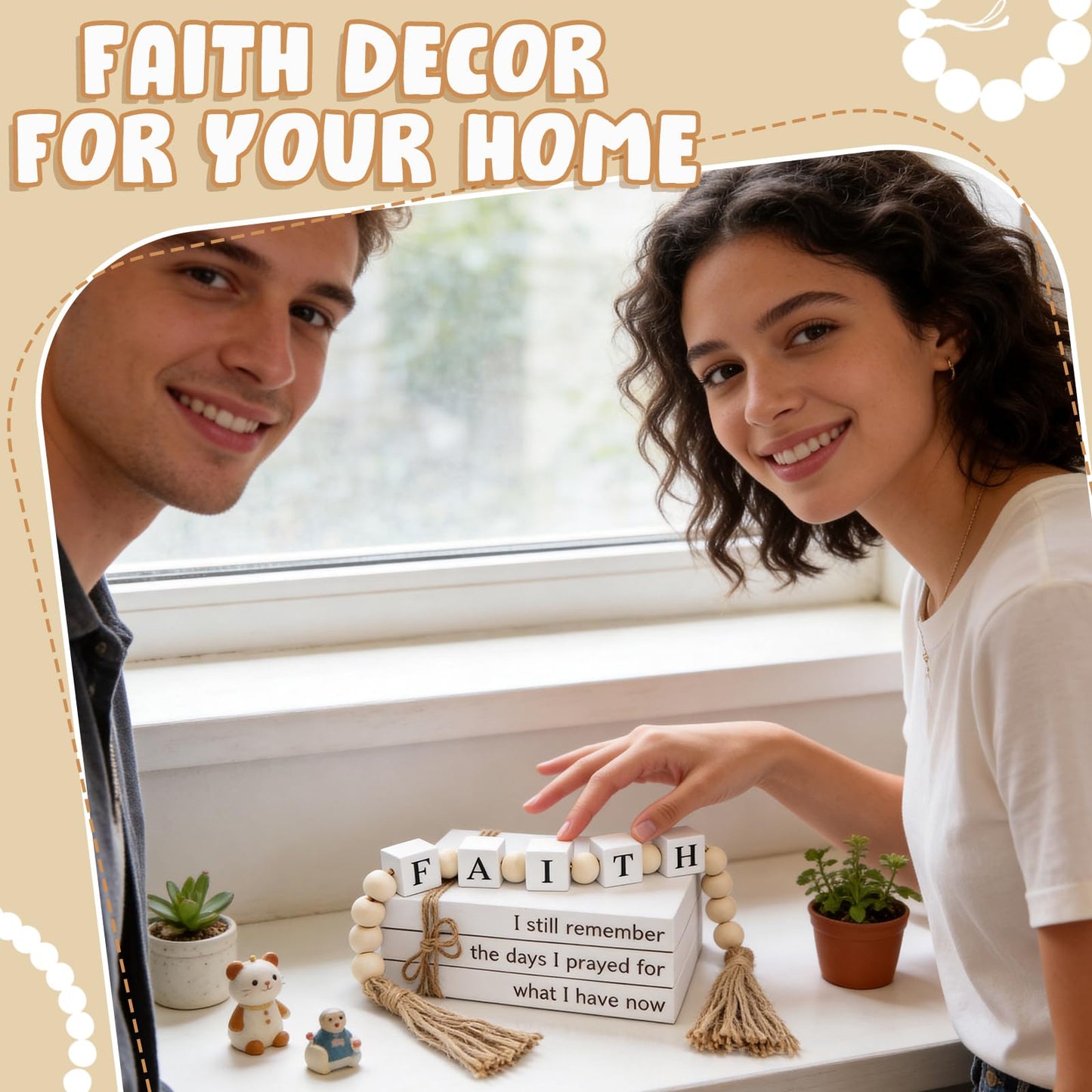 Farmhouse White Fake Decorative Books for Home Office Decor - Religion Christian Faith Aesthetic for Living Room, Console Table, Bookshelf, Tv Stand, Entryway