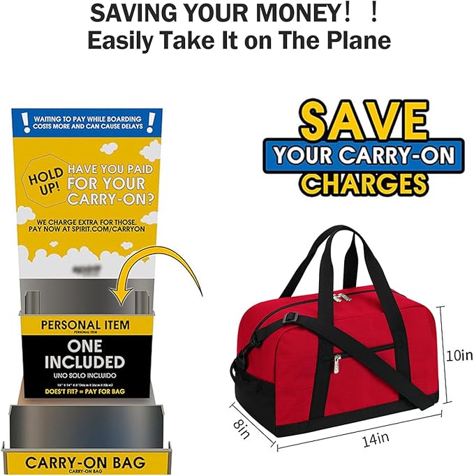 Small Gym Bag 14 inch lightweight Carry On Mini Duffel Bag for Travel Sport - Red