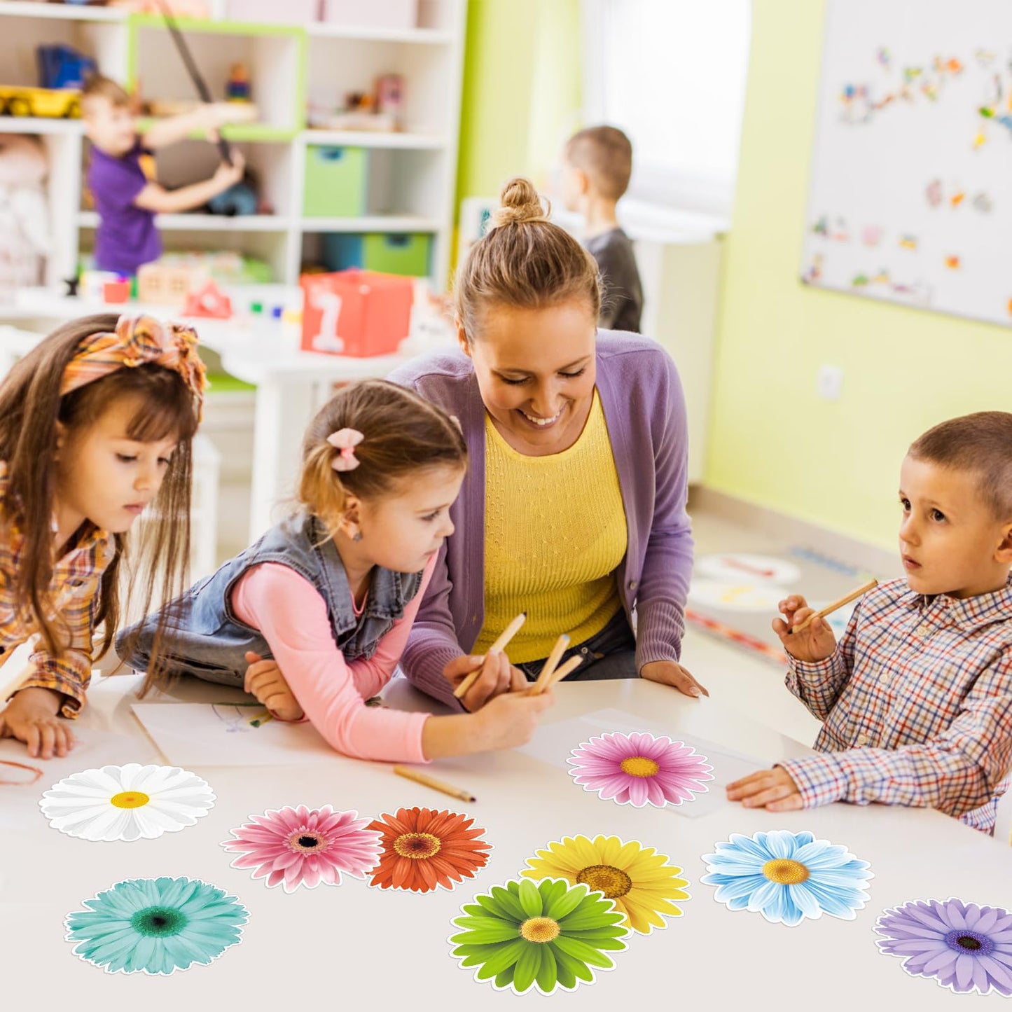 Spring Bulletin Board Decorations Flower Cutouts Spring Summer Wall Decoration for School Classroom Home Floral Party Supplies Back to School Decor