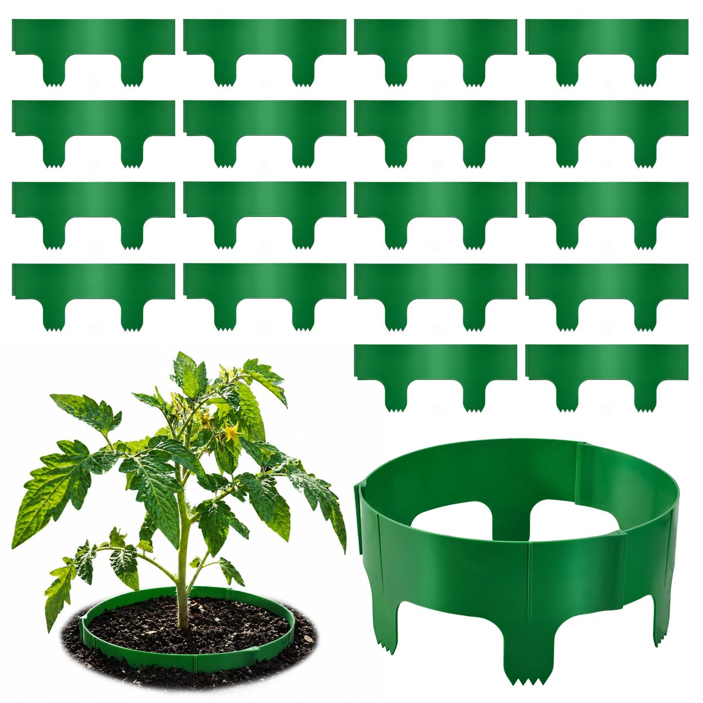 18 Panels Planting Grow Rings, Diameter Range 7-17.5 Inches, Garden Rings for Flowers, Vegetables, Seedlings, Pots, Planters and Garden Beds, Helps Separate Rock and Define Planting Spaces
