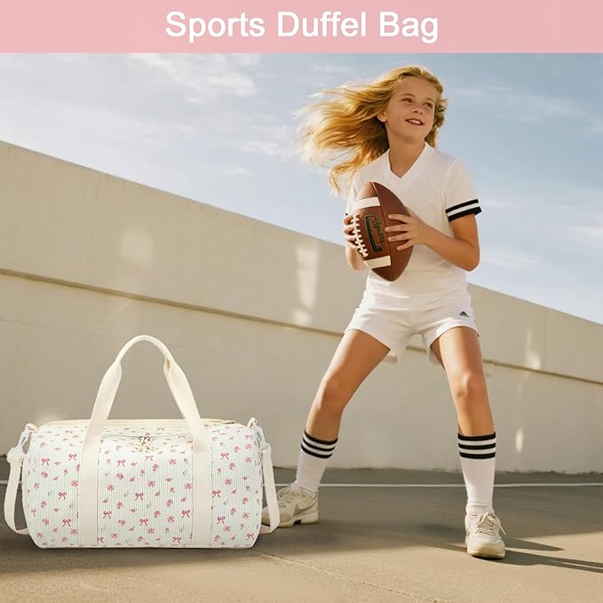 Duffle Bag for Gym Sports Women Girls Workout Travel Bag Weekender with Shoe Compartment and Wet Pocket