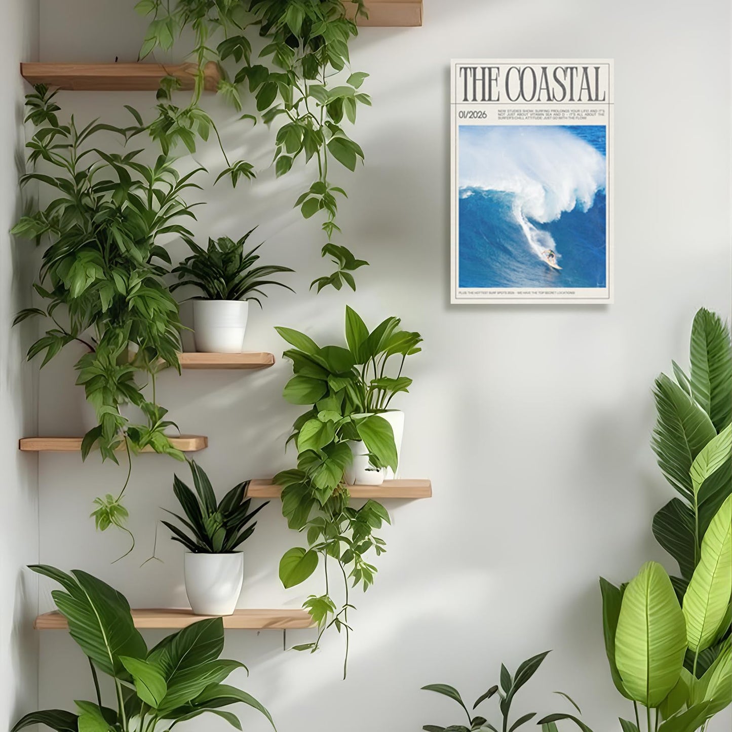 SELF FIND Retro Surfing Newspaper Poster Summer The Coastal Magazine Canvas Wall Art Surfing Enthusiasts Ocean Tropical Seascape Prints Painting For Home Bedroom Dorm Wall Decor 12x16in Unframed