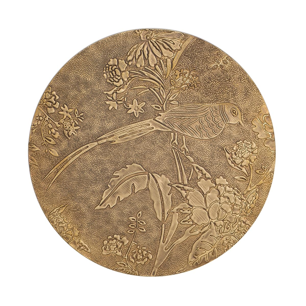 Penau Slender Brass Side Table, Textured Gold Metal Top with Wooden Pedestal Base, Round Accent End Table for Living Room, 11.8 x 11.8 x 24 Inchs, Gold and Brown