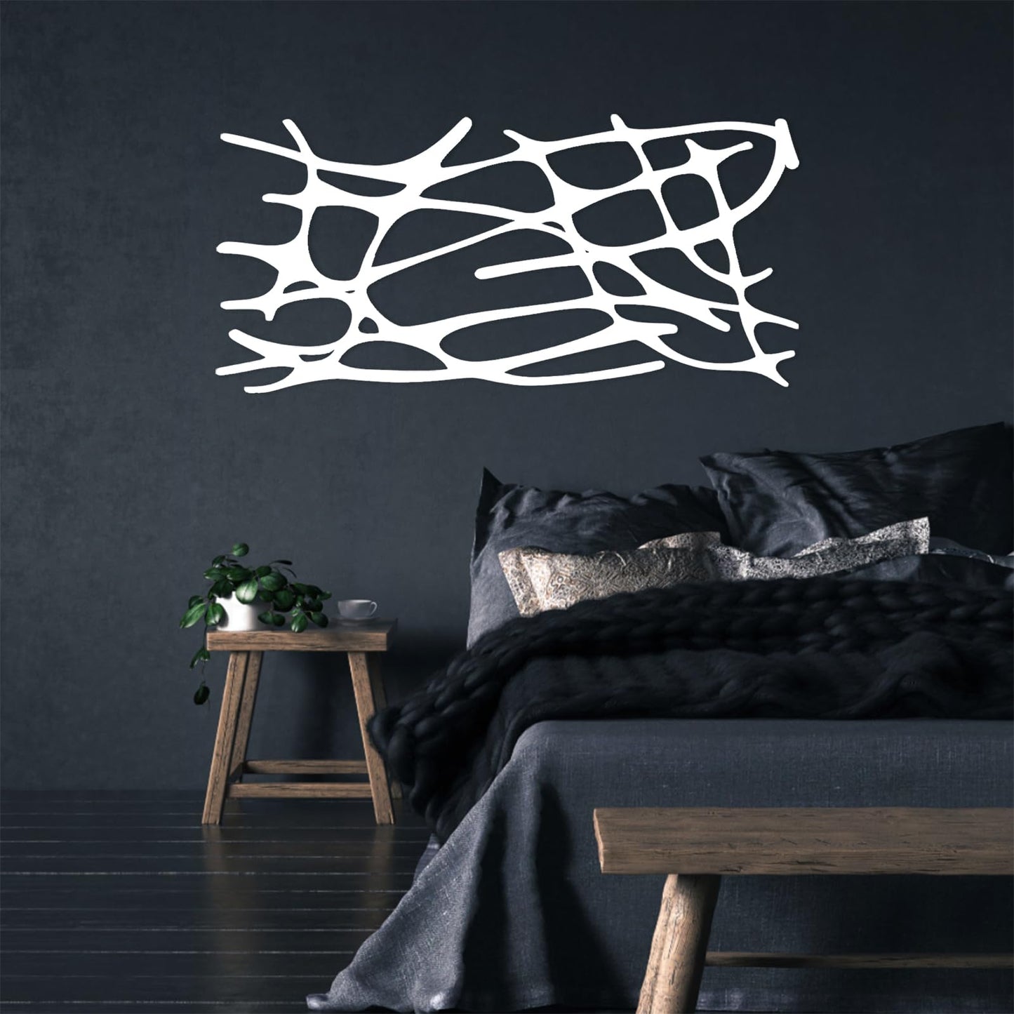 Linear Pattern Metal Wall Decor, Abstract Lines Metal Wall Art, Large Wall Decor, Metal Line Wall Art, Metal Wall Art, Bedroom Wall Decor, Abstract Metal Decor, Home Gift (White, 41 x 20 inch / 105 x 50 cm)