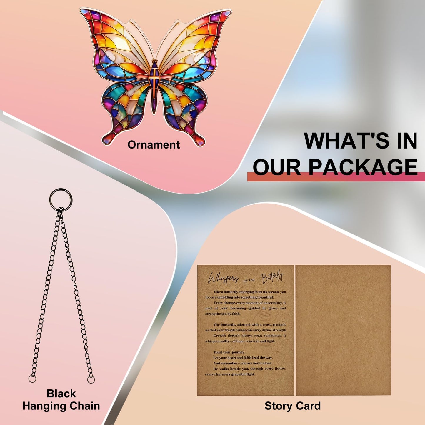 Butterfly Decorations Gifts for Women, Inspirational Acrylic Ornament with Story Card, Rainbow Suncatcher Window Hanging Decor, Meaningful Birthday, Christmas 2025
