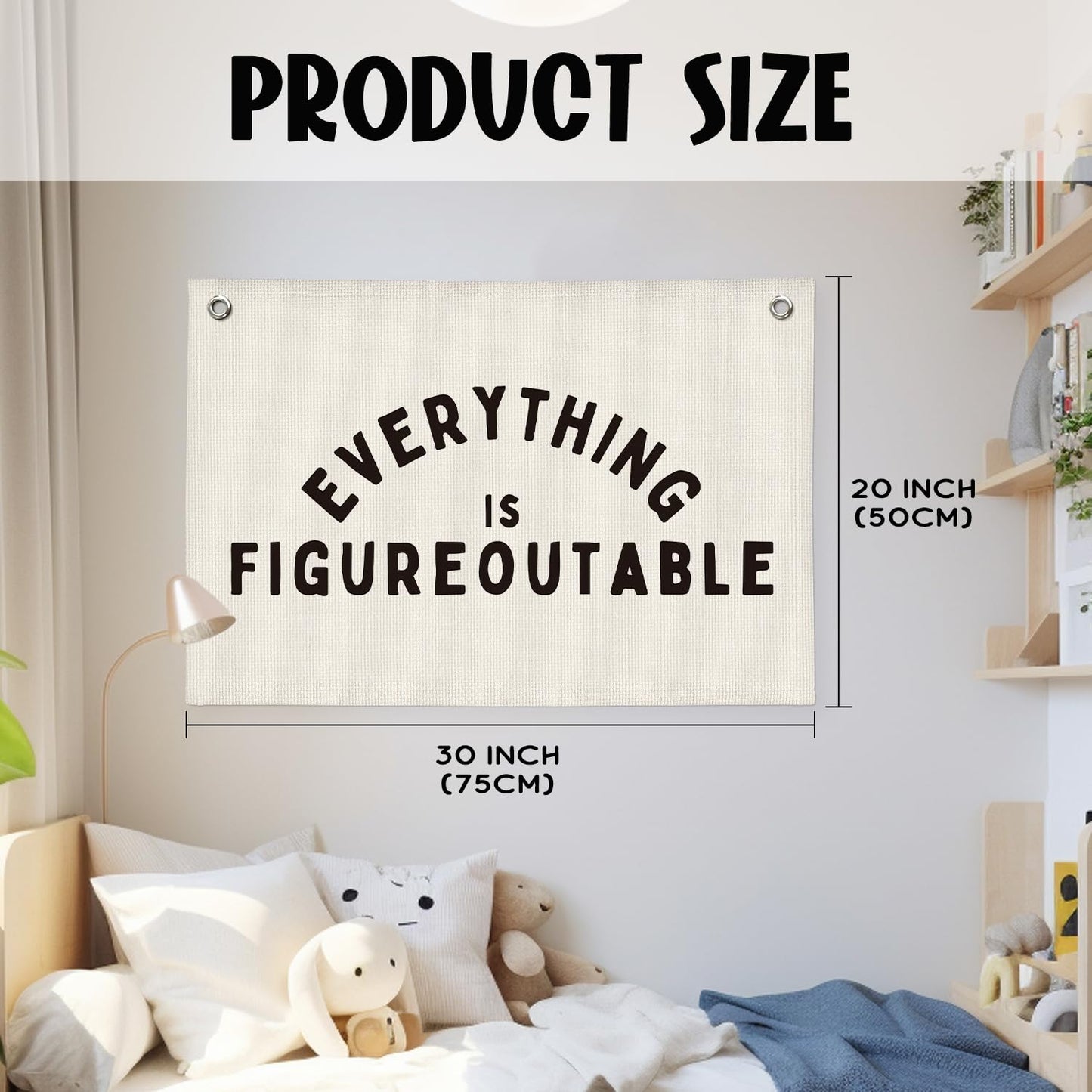 Wheatwin Everything is Figureoutable Inspirational Wall Decor, Office Motivational Wall Decor, Classroom Linen Canvas Banner Hanging Flag, 20x30 Inch