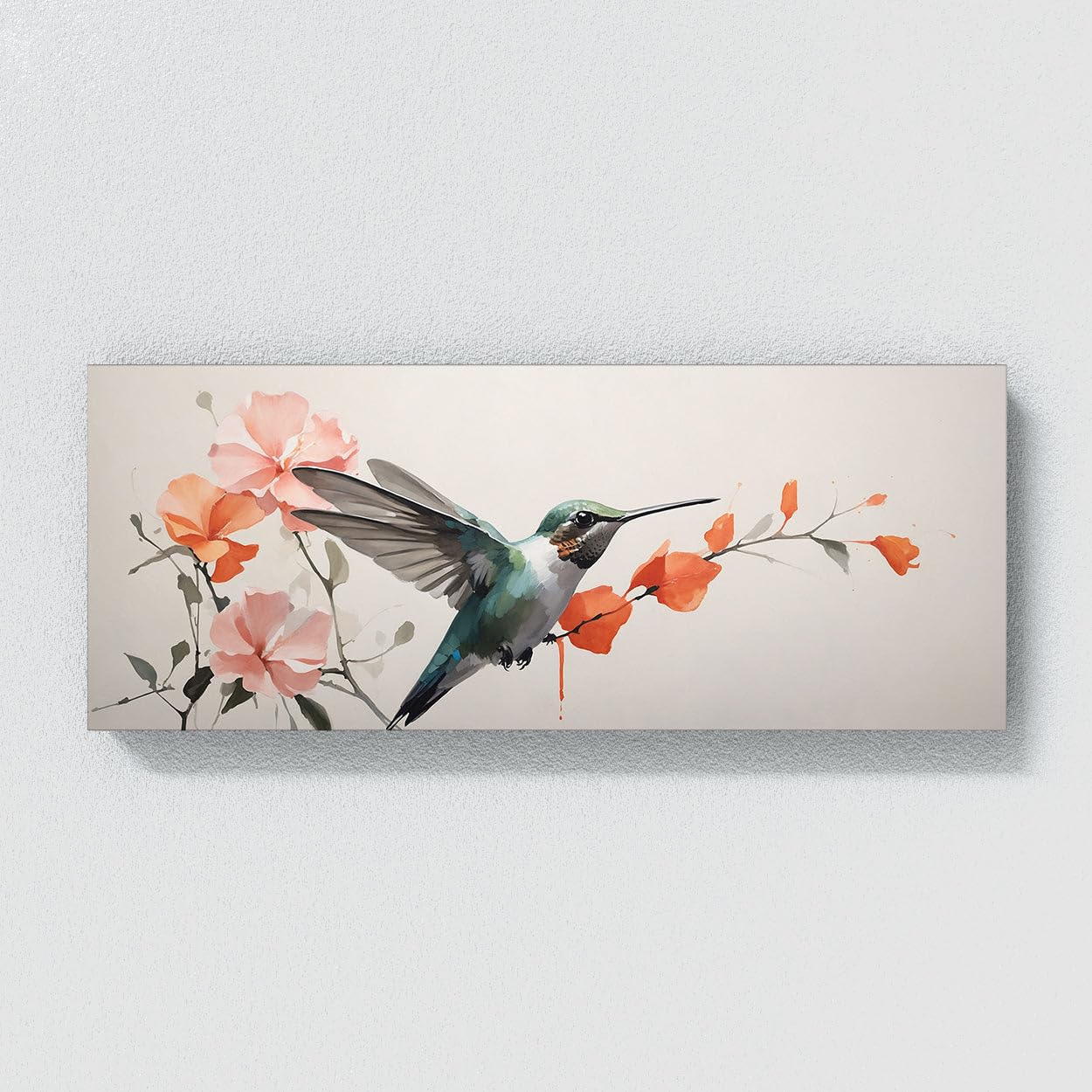 Sense Canvas Hummingbird Elegant Silhouette 87 Canvas Art - Home Decor Wall Art Print Poster Painting Large 40x16 / 0.75"