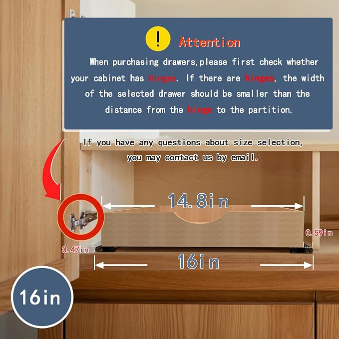 Pull Out Cabinet Drawers - 8x2 Size Options (12-29'W,18-21'D), Pre-Assembled with Soft Close Slides, Solid Beechwood, Easy Installation (16'W x 21'D)