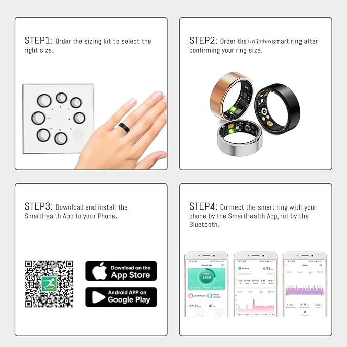 Smart Ring For Women Men, Health Tracker with Heart Rate/Blood Oxygen/Blood Pressure/Sleep Monitoring/Step Counting, IP68 Waterproof Fitness ring, No App Fees for iPhone & Android (Lavender Pink, 9#)