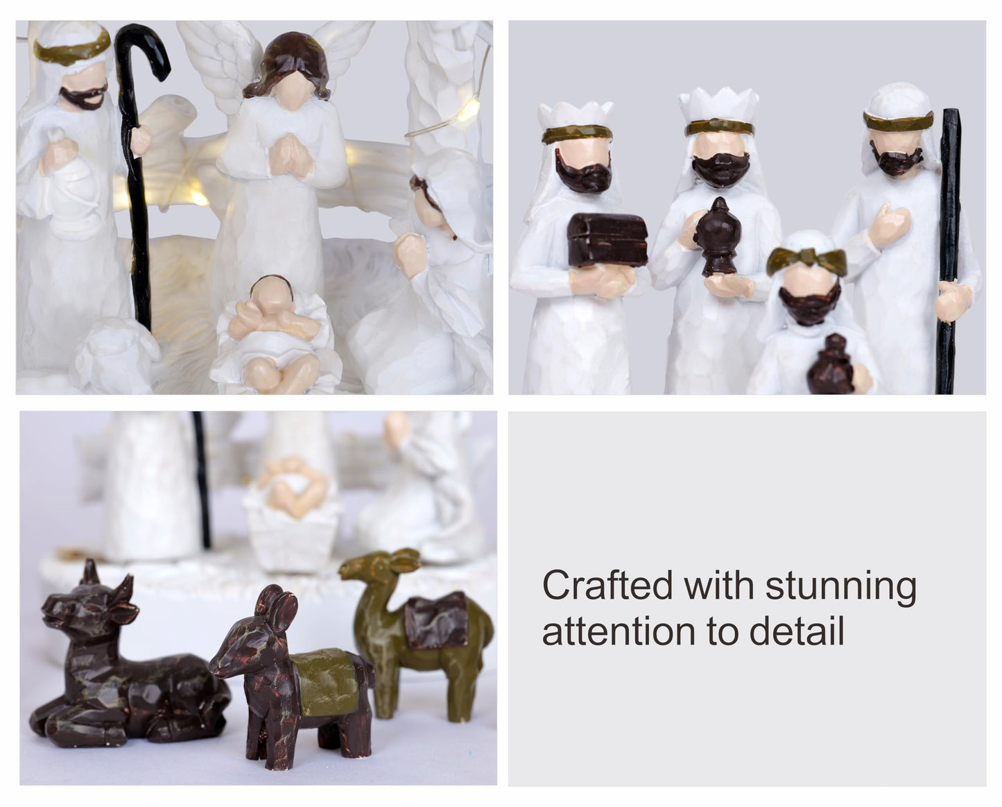 Christmas Nativity Scene Set 14 Piece Nativity Scene with Manger for Nativity Scene Indoor Decor Nativity Story Figures Nativity Set Decoration Mini Miniature Religious Christmas Holy Family Figurines