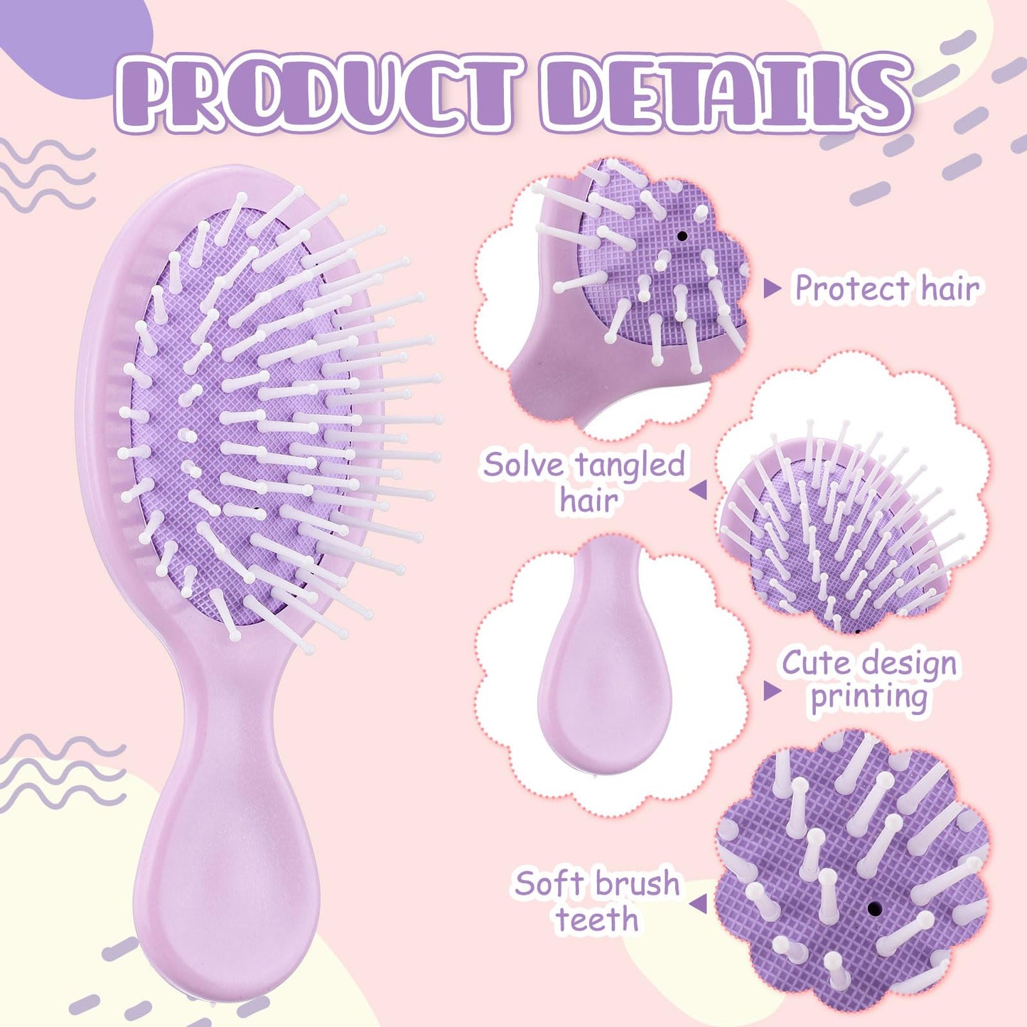 Ferrochef 12 Sets Hair Brush Decorating Kit DIY Mini Hair Brush with Gem Stickers Make Your Own Hairbrush Self-adhesive Rhinestone Stickers Craft Kit for Women Party Gifts
