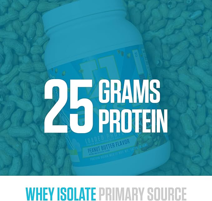 RYSE Loaded Protein Powder - Skippy Peanut Butter - 25g Whey Protein Isolate & Concentrate with Prebiotic Fiber & MCTs - Low Carb, Low Sugar, Digestive-Friendly - 20 Servings / 1.5 lb Tub