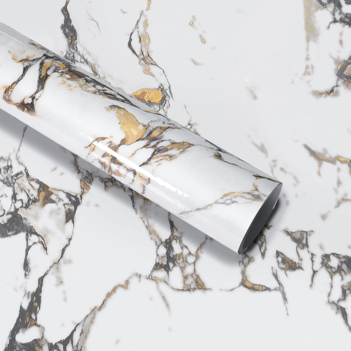 White Gold Marble self adhesive Contact Paper kitchen Granite Countertops peel and stick Wallpaper 118x16inch Removable sticky laminate Wall paper Vinyl Wrap Counter top cabinet decor table desk