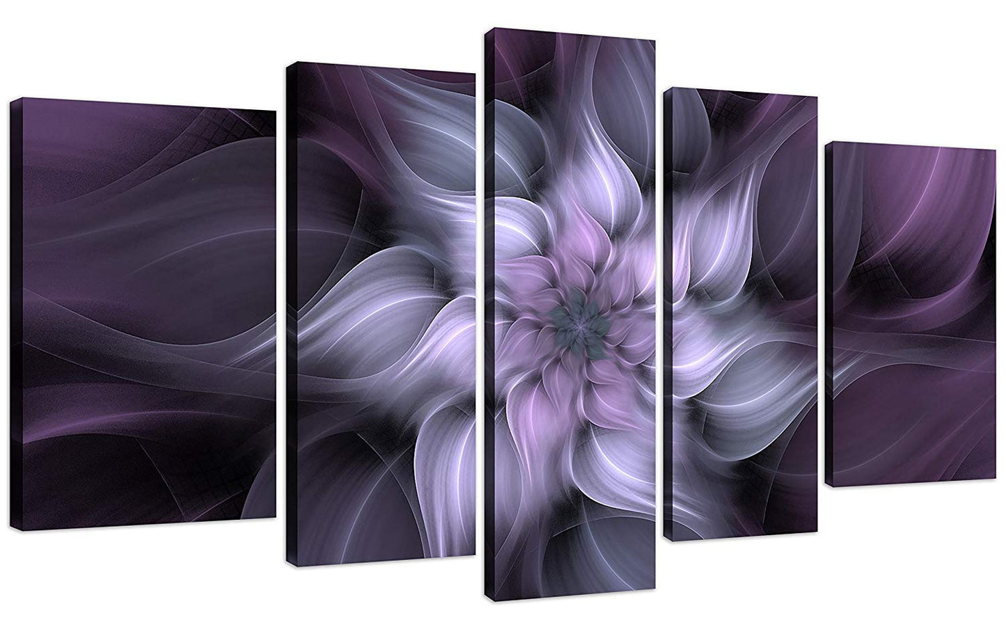 TutuBeer 5 Panel Bauhinia Chinese Redbud Purple Flower Plant Botany Picture Flower Artwork Oil Painting on Canvas Stretched and Framed Giclee Print Home Decoration Living Room Bedroom Wall Art Hanging