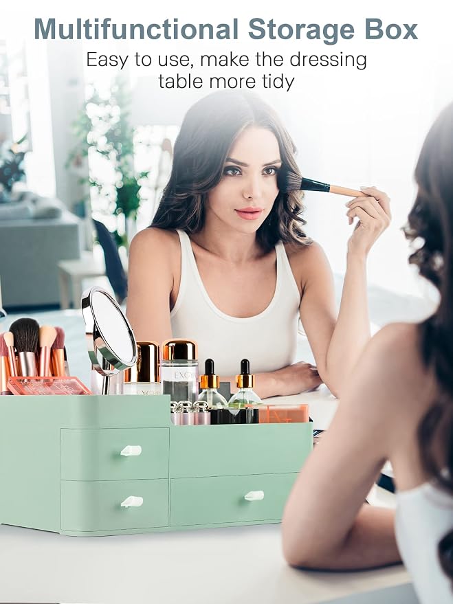 Makeup Organizer with Drawers,Large Capacity Countertop Organizer for Vanity,Bathroom and Bedroom Desk Cosmetics Organizer for Skin Care,Brushes, Eyeshadow, Lotions, Lipstick, Nail Polish