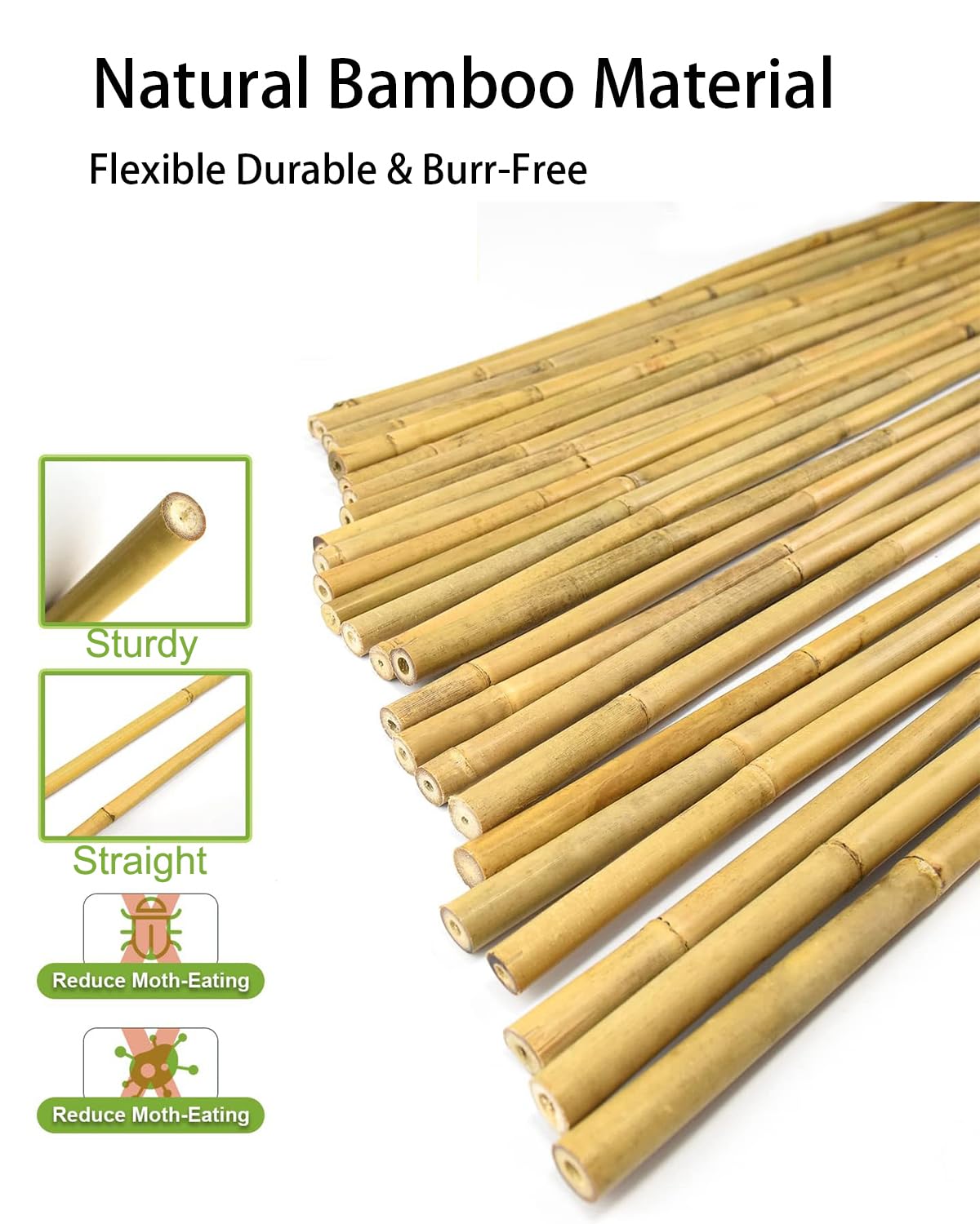 Moromyse 30Pcs Garden Stakes, 0.32”/16 Inch Bamboo Sticks with 100 Pcs Twist Ties Natural Plant Stakes for Indoor and Outdoor Plants，Poles for Tomatoes, Beans, Potted Plants