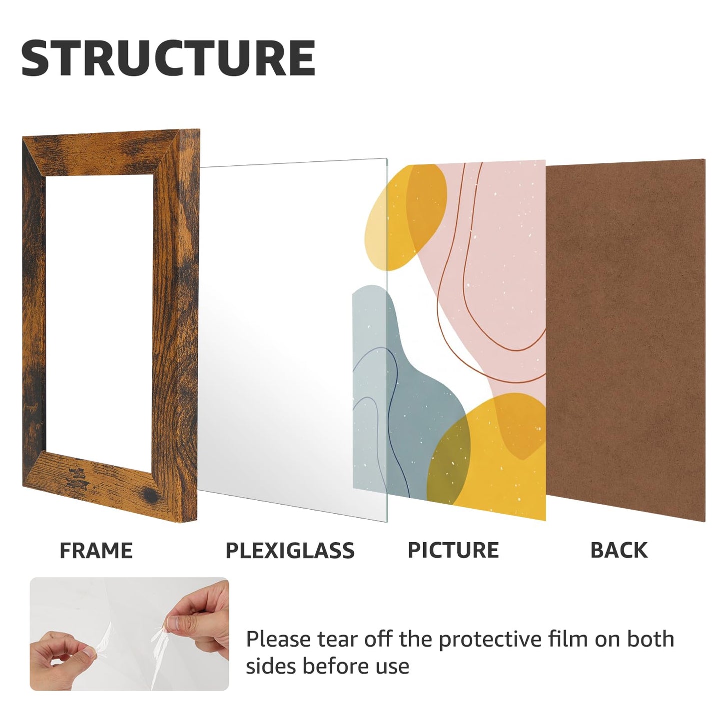 Giftgarden 4x6 Picture Frame Rustic Brown, Wide Wood Photo Frame with Shatter-Resistant Plexiglass, Vertical or Horizontal for Wall & Tabletop Display, 1 Pack