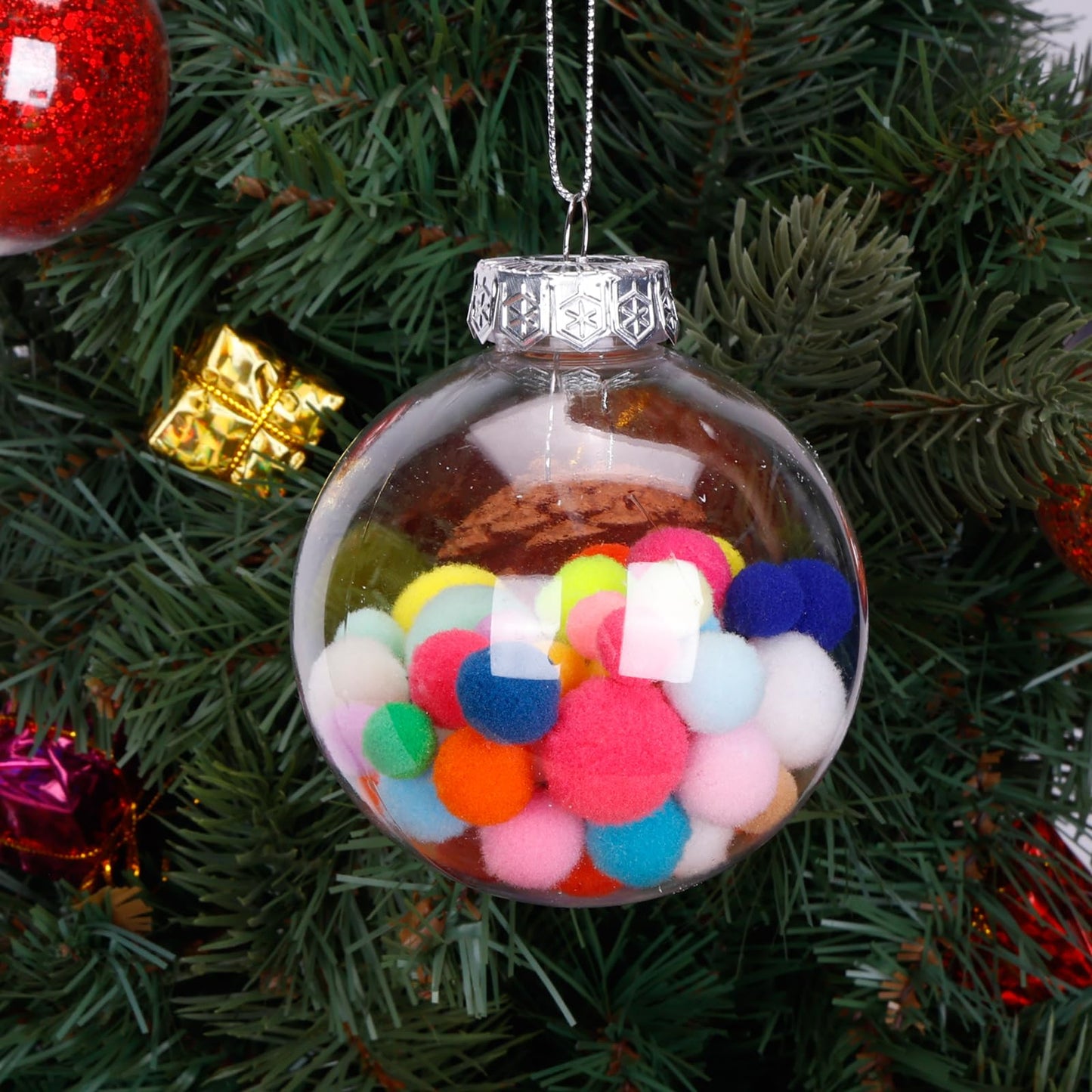 LYLYFAN 12 Pack Clear Plastic Fillable Ornament Ball 2.36''/60mm for Christmas,Holiday, Wedding,Party,Home Decor