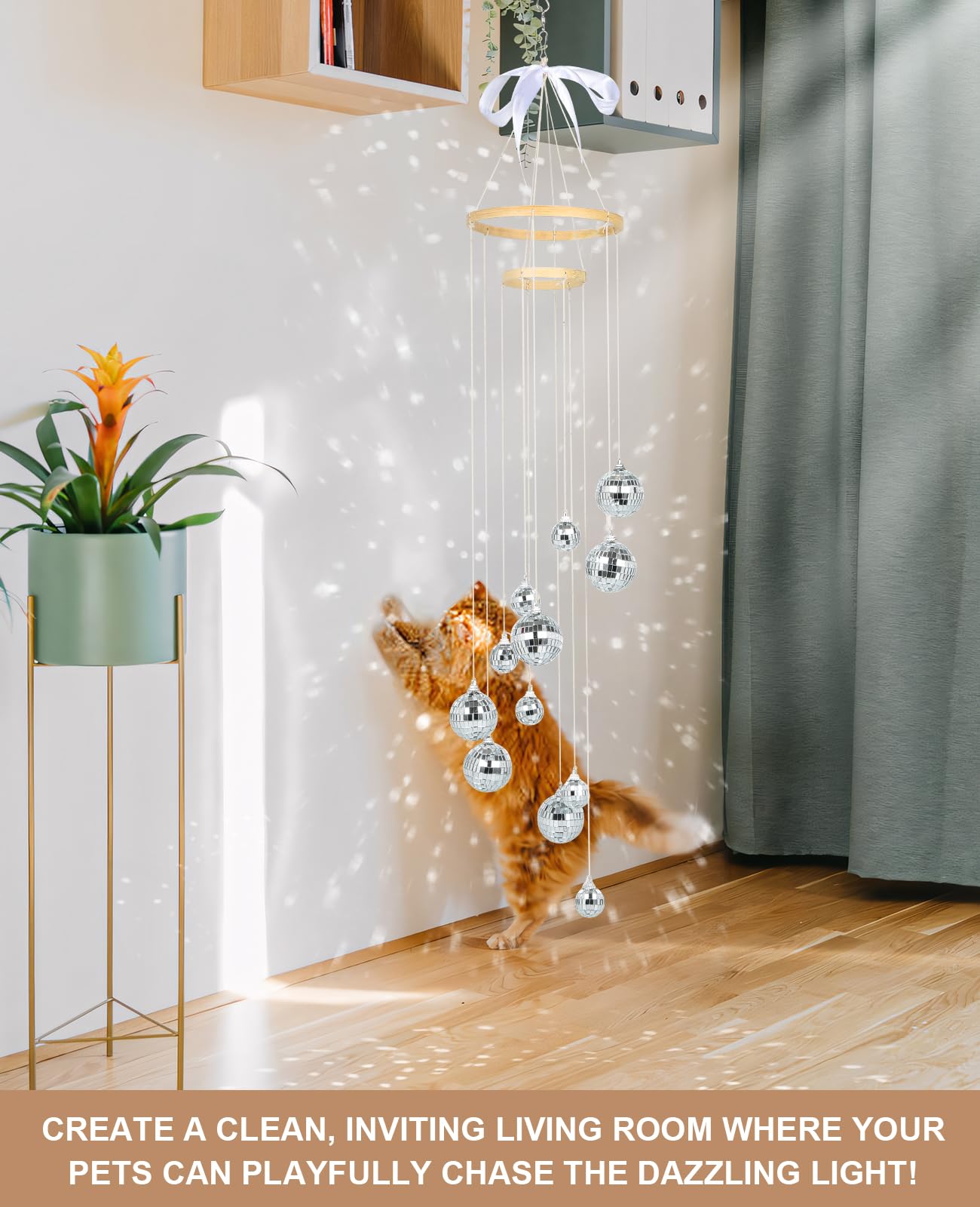 AceList Hanging Disco Ball Decor Spiral Spinner 35 Inch Handmade Double-Spiral Design with 12 Disco Balls for Window Home Classroom Birthday Decoration, Indoor Use