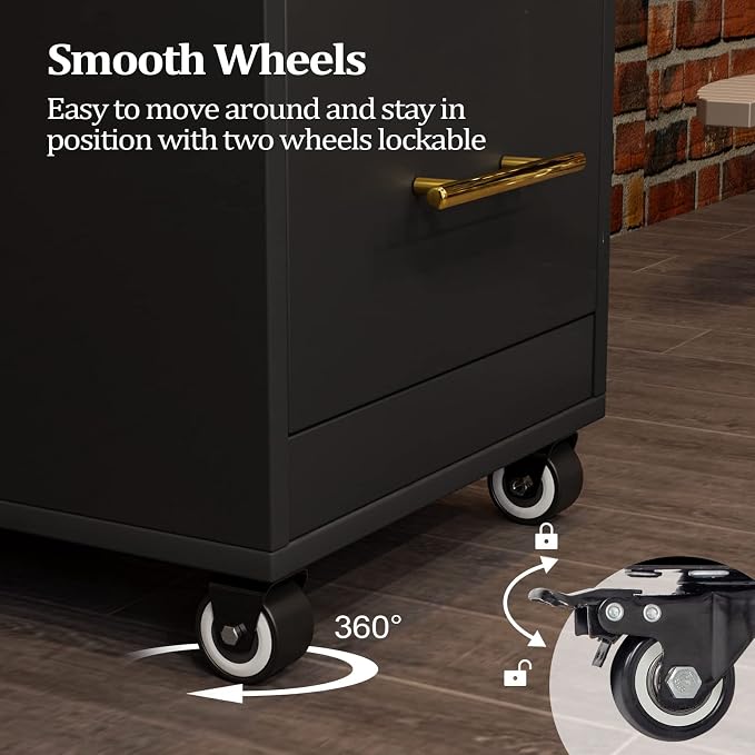 Salon Trolley Cart with Wheels, 3-Drawer Rolling Hair Styling Station, Mobile Beauty Trolley with Hot Tools Holder, Storage for Salon, Barbershop, Spa & Tattoo, Black