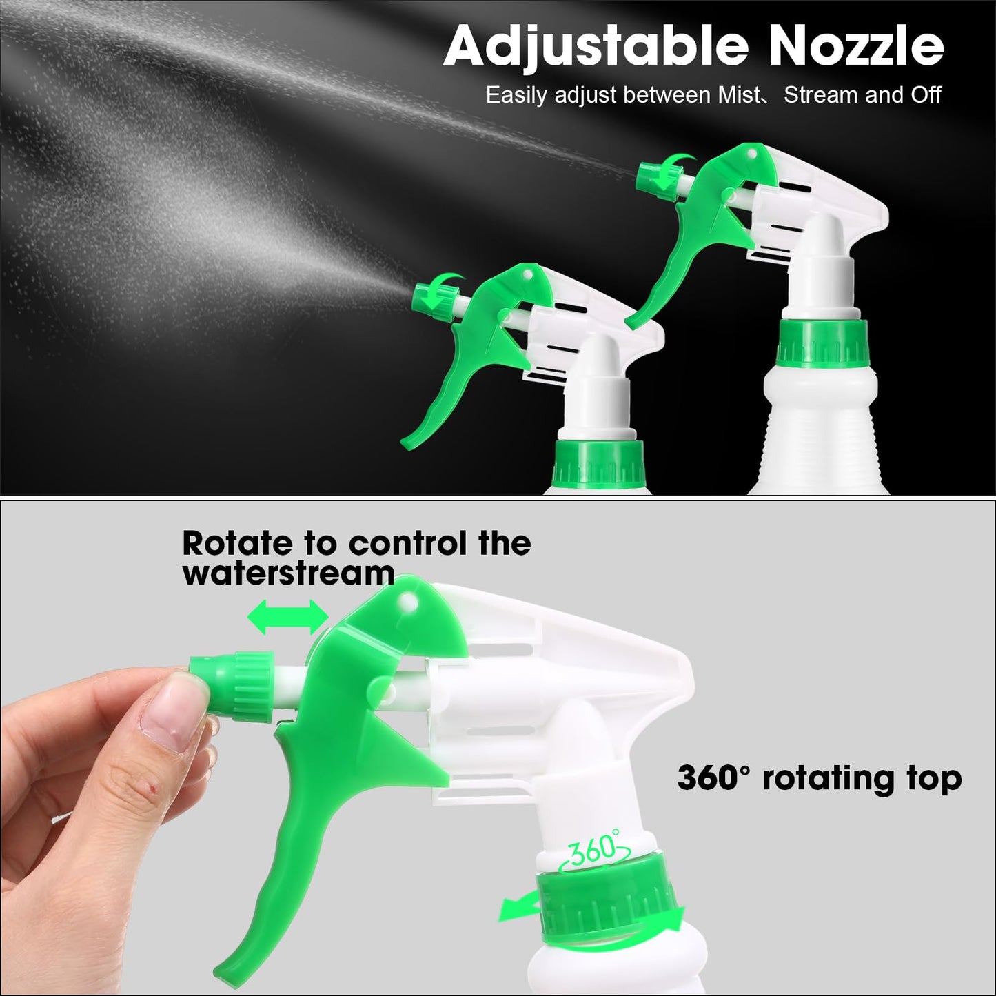 Gerrii 24 Pcs 24oz Plastic Spray Bottle Bulk, Empty Refillable Squirt Bottles for Cleaning Solution, Leak Proof Water Spray Bottle with Adjustable Nozzle and Stickers Commercial Supplies(Mix Color)