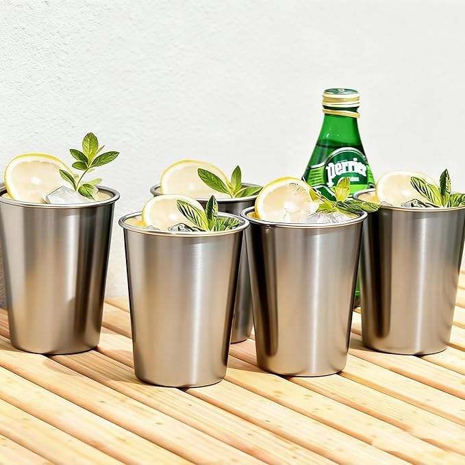 Unbreakable 10 oz Stainless Steel Kids Cups (5 Pack) - BPA-Free Premium Stackable Metal Pint Cups for Home, Outdoor & Children's Daily Use