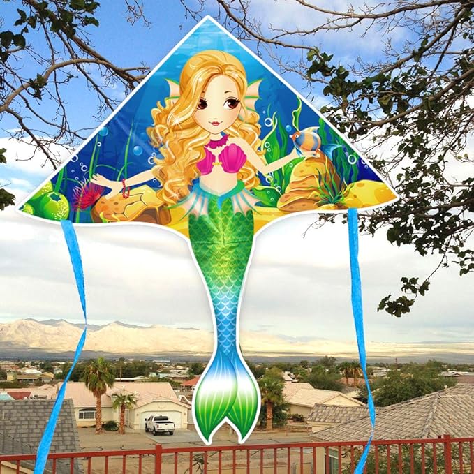 Mint's Colorful Life Mermaid Kite for Girls & Kids, Easiest to Fly Delta Kite