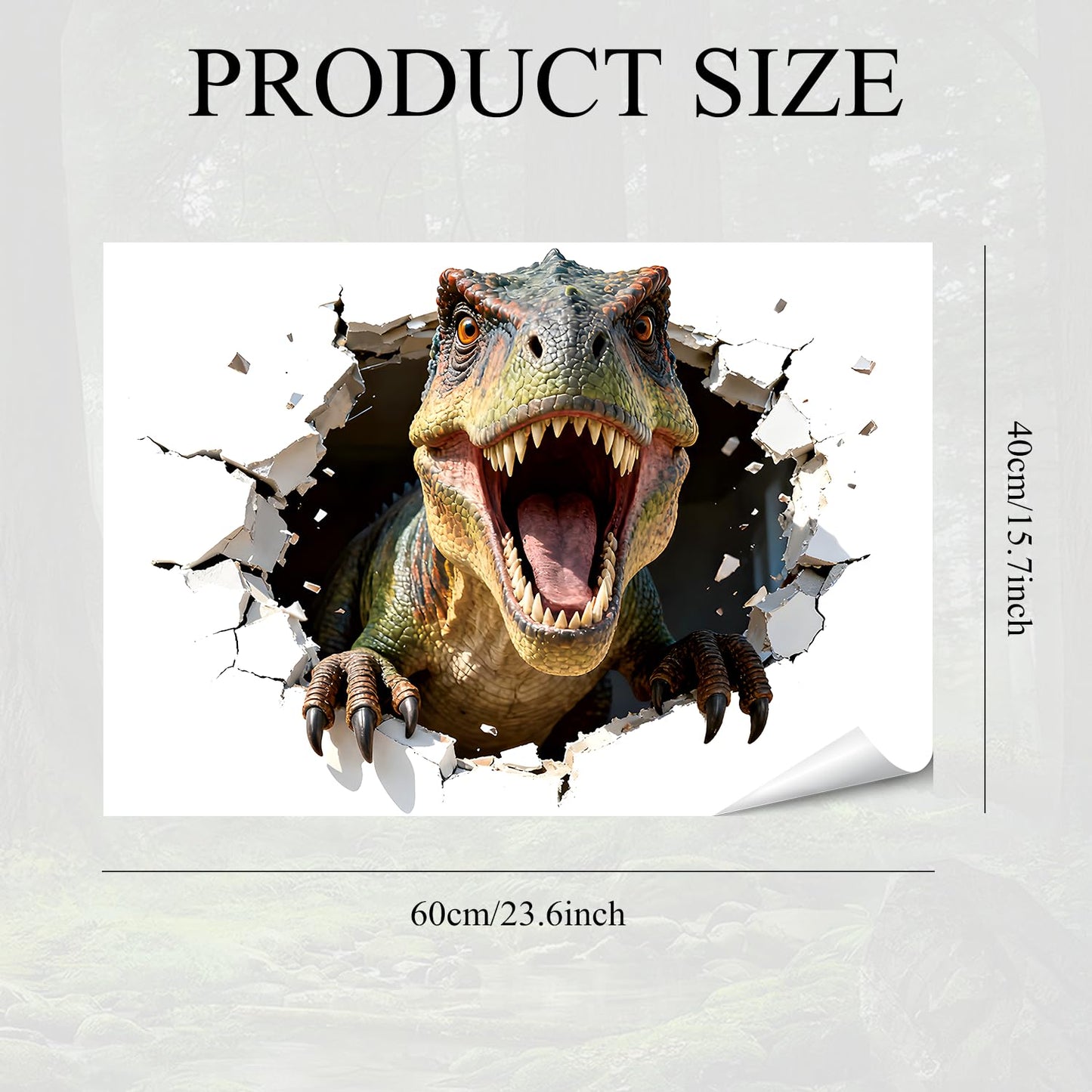 Dinosaur Wall Decals, 3D Large Dino Crack Wall Stickers - Peel and Stick Wall Art for Bedroom, Playroom & Classroom Decor