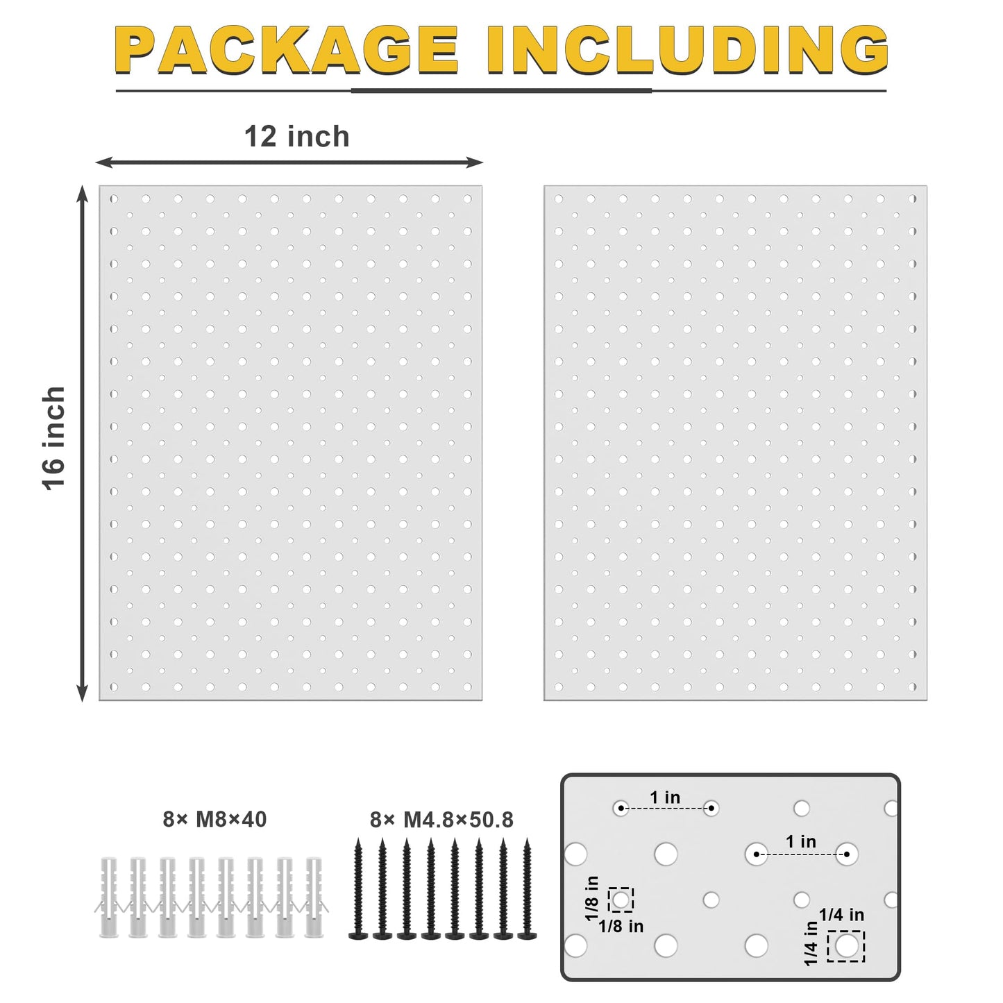 Ultrawall Metal Pegboard Panels, Pegboard Wall Organizer, Peg Boards for Wall, Garage Tool Storage Organization, 12"X16", 2pcs, Gray