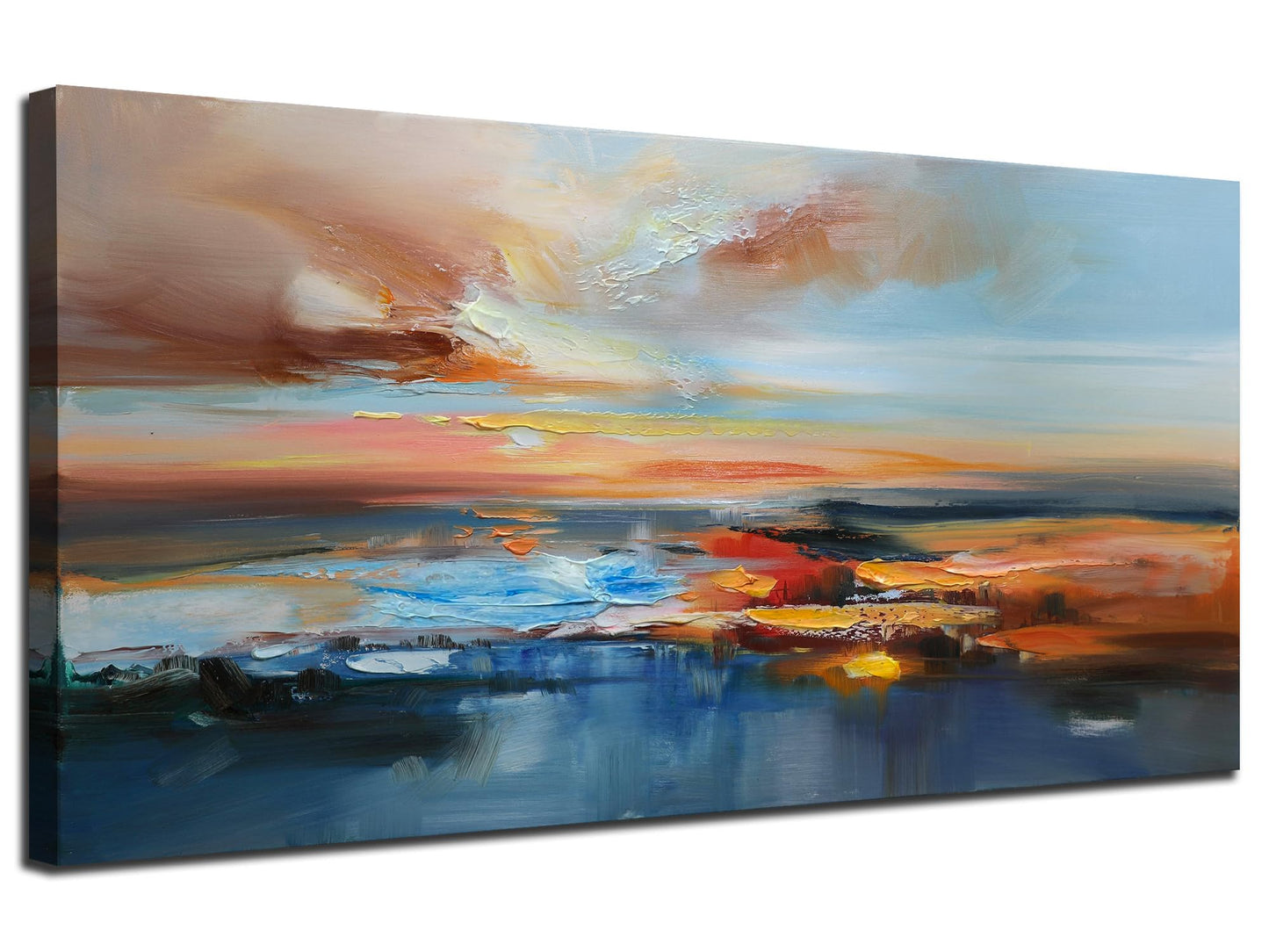 Brushart Abstract Wall Art Large Landscape Canvas Wall Art Pictures Paintings Wall Decor Living Room Textured Artwork for Dining Room Walls Bedroom Home Office, 48"x24"