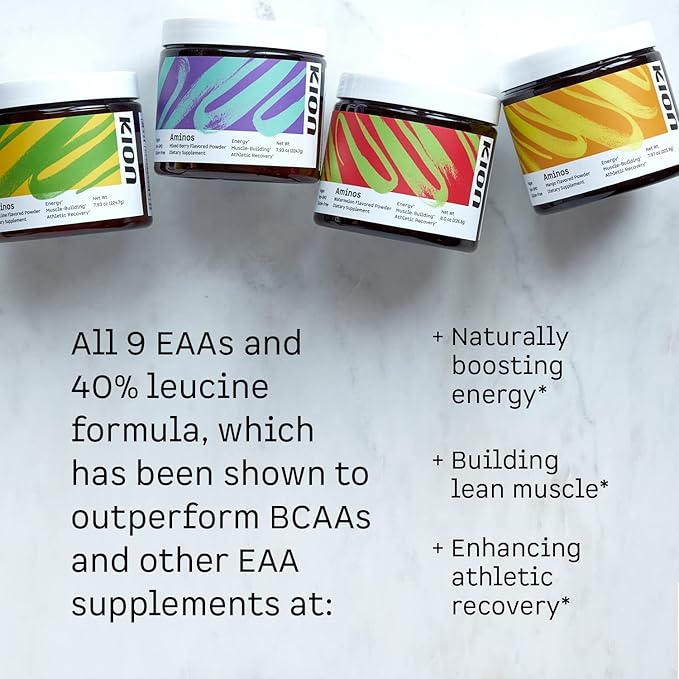 Kion Aminos Essential Amino Acids Supplement - Amino Acid Powder, Amino Energy Powder, Essential Energy Without Caffeine, Essential Amino Acids, BCAA EAA - 30 Servings, Cool Lime