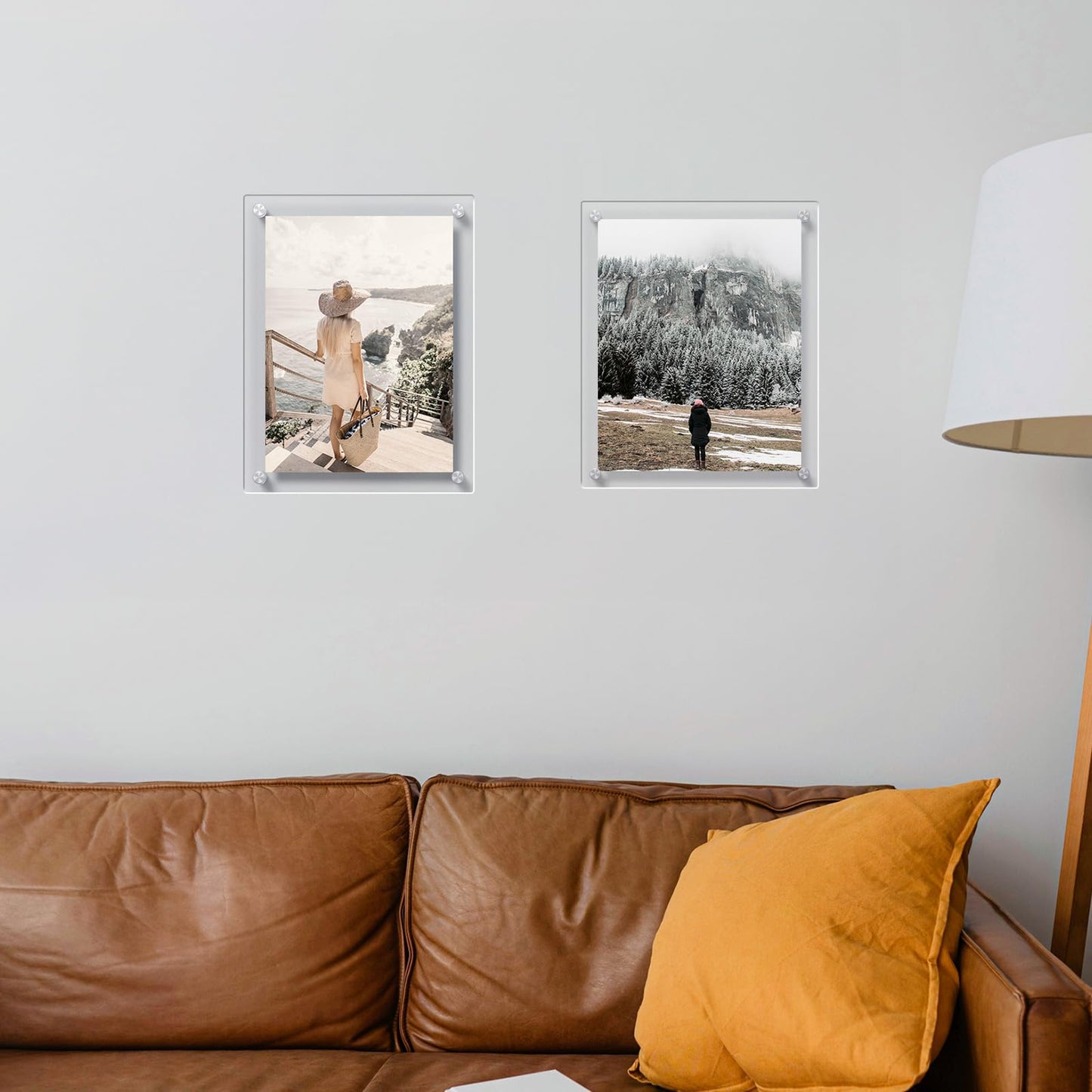 AITEE 8.5x11 Acrylic Picture frame 4 Packs,Modern Hanging Transparent Lucite Square Frames for Photo Diploma Degree Certificate Art Wedding Gallery Display, Double Panel