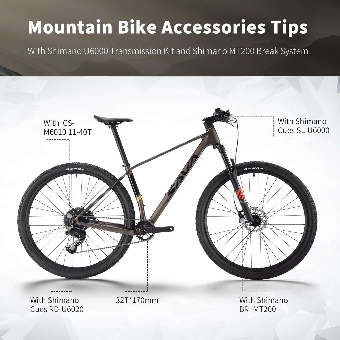 SAVADECK Carbon Fiber MTB with U6000 10 Speed Shift Groupset, Hydraulic Disc Brake with MT200 Break System (Midnight Black, 29 * 17)