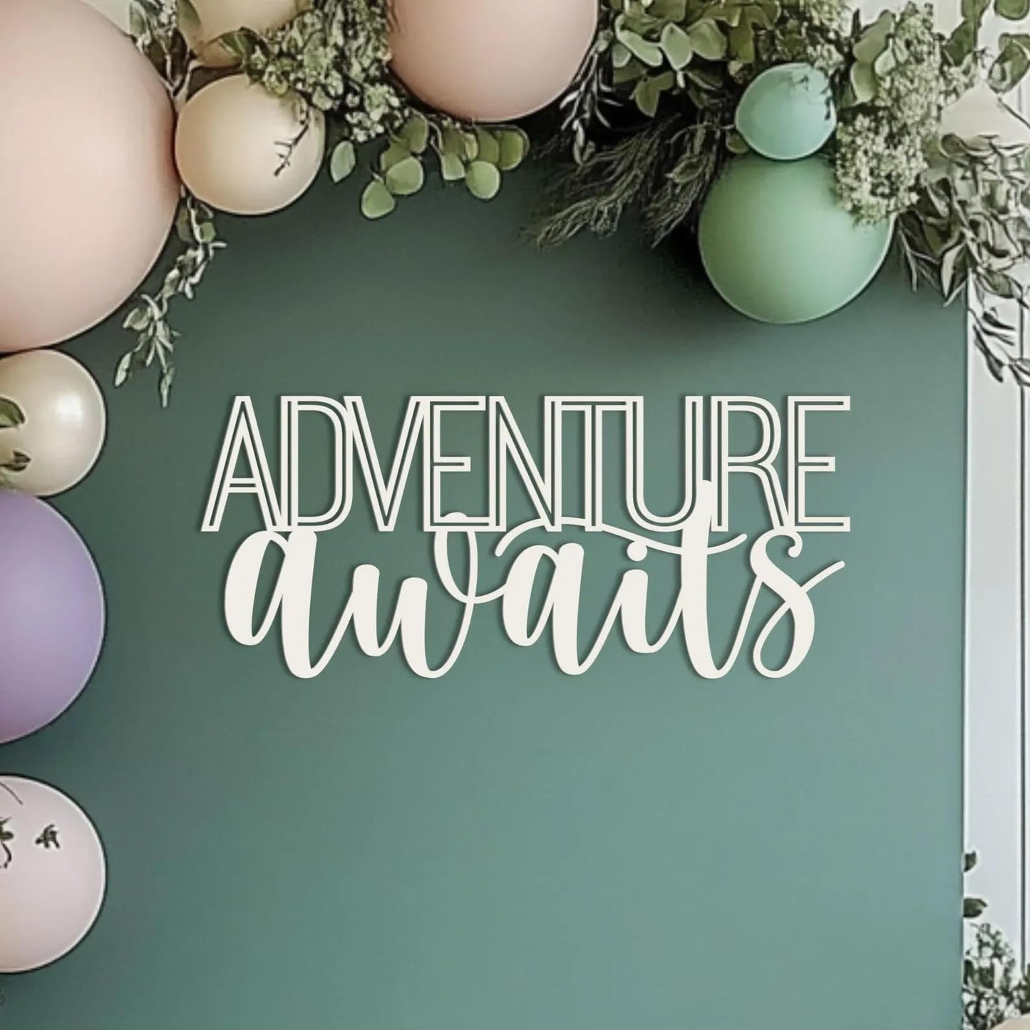 Wooden Adventure Awaits Backdrop,Baby Shower Party Decoration for Travel Themed Birthday Party Decoration Photography Background(15.75×6.69in)