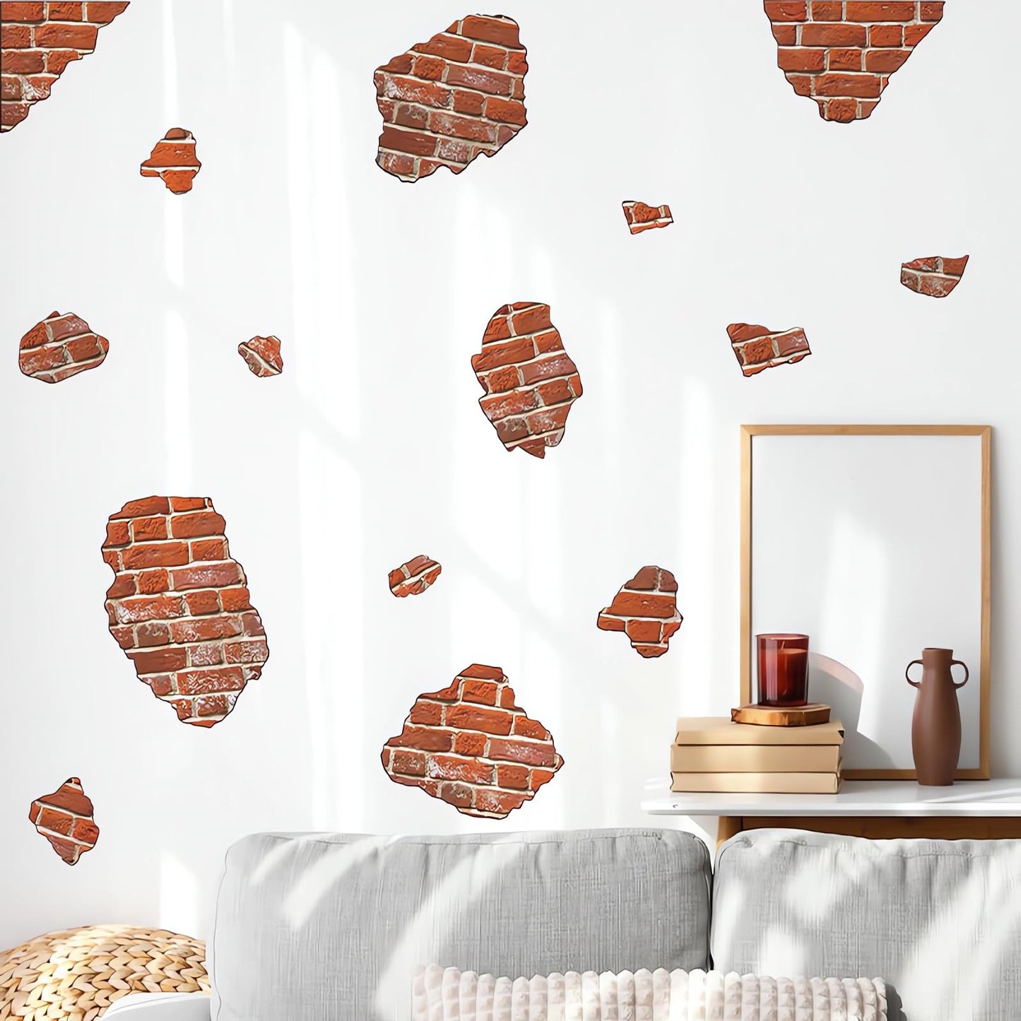 Retro Brickyard Faux Brick Wall Stickers, sacinora Brick Breakaway DIY Art Wall Decals Removable Vinyl Peel and Stick for Cafe Study Room Living Room Bedroom Home Decorations