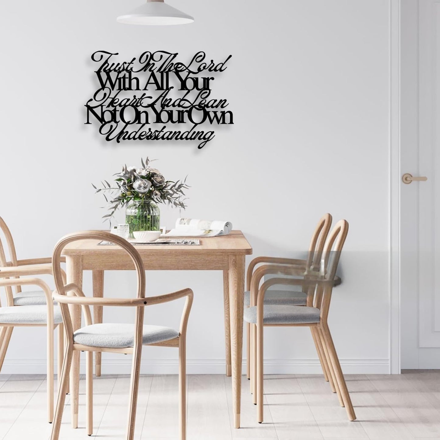 Proverbs 3:5-6 Trust In The Lord With All Your Heart Metal Wall Decor - House Decor Christian Religious Scripture Black Wall Art Inspirational Motivational Home Decor for Living Room, Bedroom, Dining Room (Black)