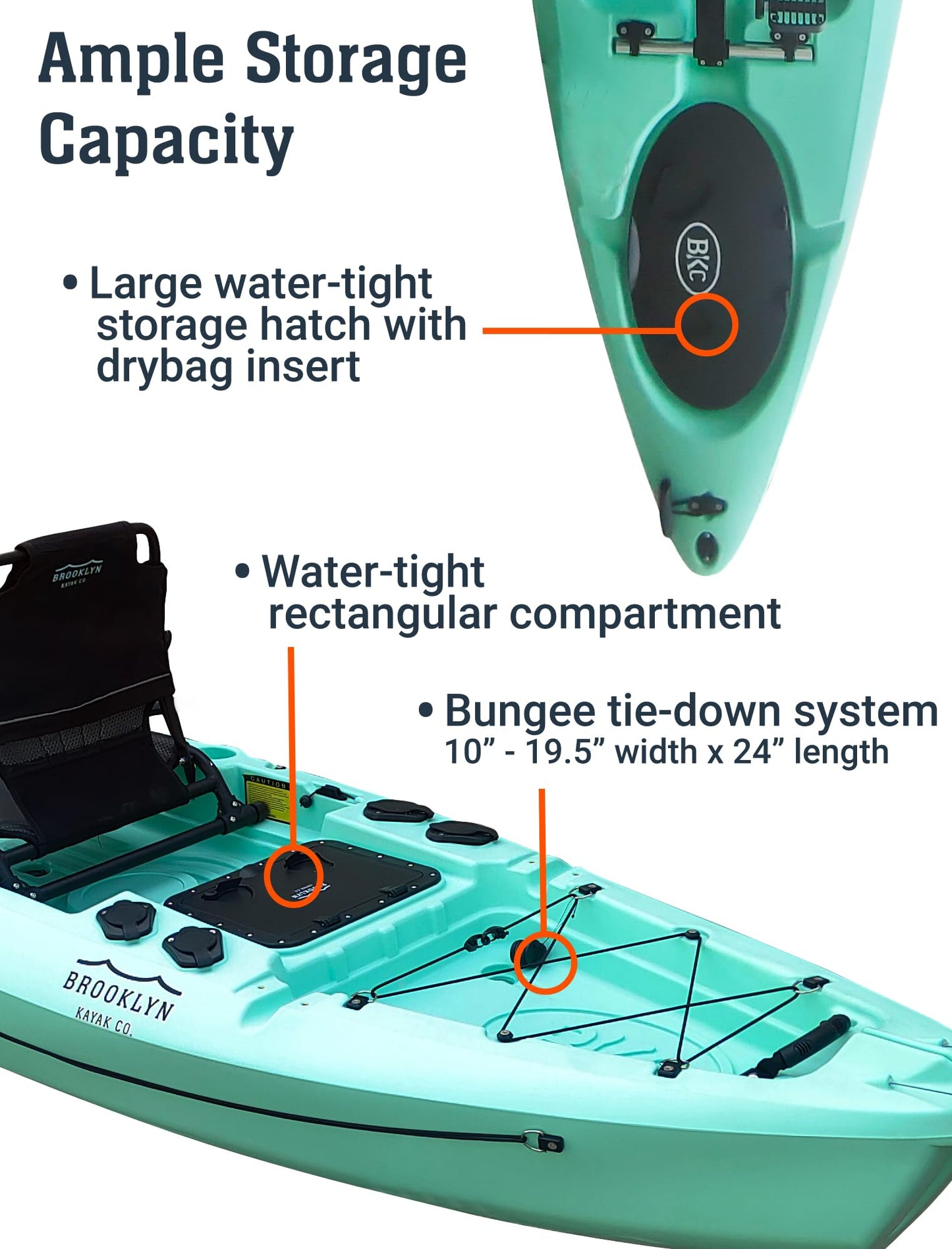 Brooklyn 12.0 Pro Single Propeller Pedal Kayak by BKC, 12 ft Sit-On-Top Fishing Kayak, Hands-Free Pedal Drive, Rudder Steering, 70 lb Hull, Rod Holders & Large Storage (Teal)