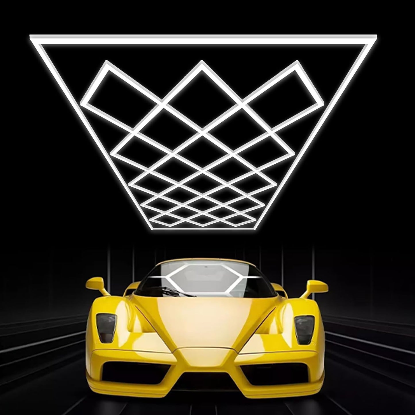 Ofenrd Large Hexagon Garage Lights 23 Hex Ultra-Bright Led Lights New Updated Diamond Commercial Lighting for Garage Car Detailing Barber Shop Gym Warehouses Basement.