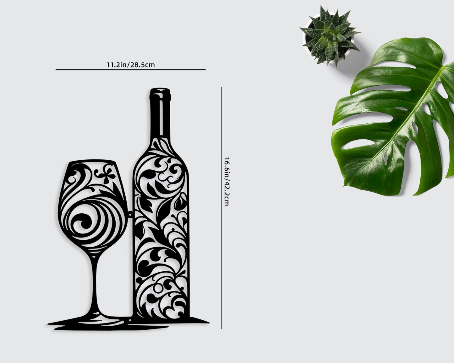Benziso Wine Wall Decor, Metal Wall Art for Kitchen, Wine Lover Gifts, Home Bar Wall Decor, Dining Room Wall Art, Metal Wall Art Decor (Black 11.2 in x 16.6 in)