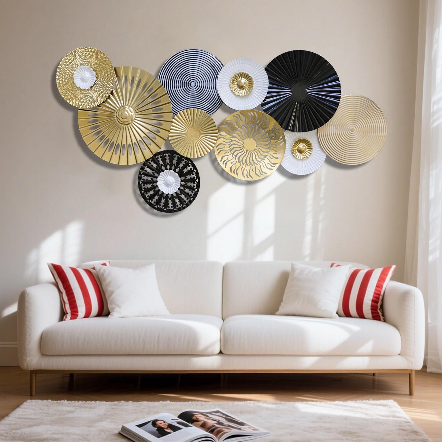 KEQAM Metal Wall Art for Living Room, 47''x24'' Large Metal Wall Decor,3D Modern Luxury Wall Sculpture,Suitable For Living Room,Dining Room Bedroom Outdoor