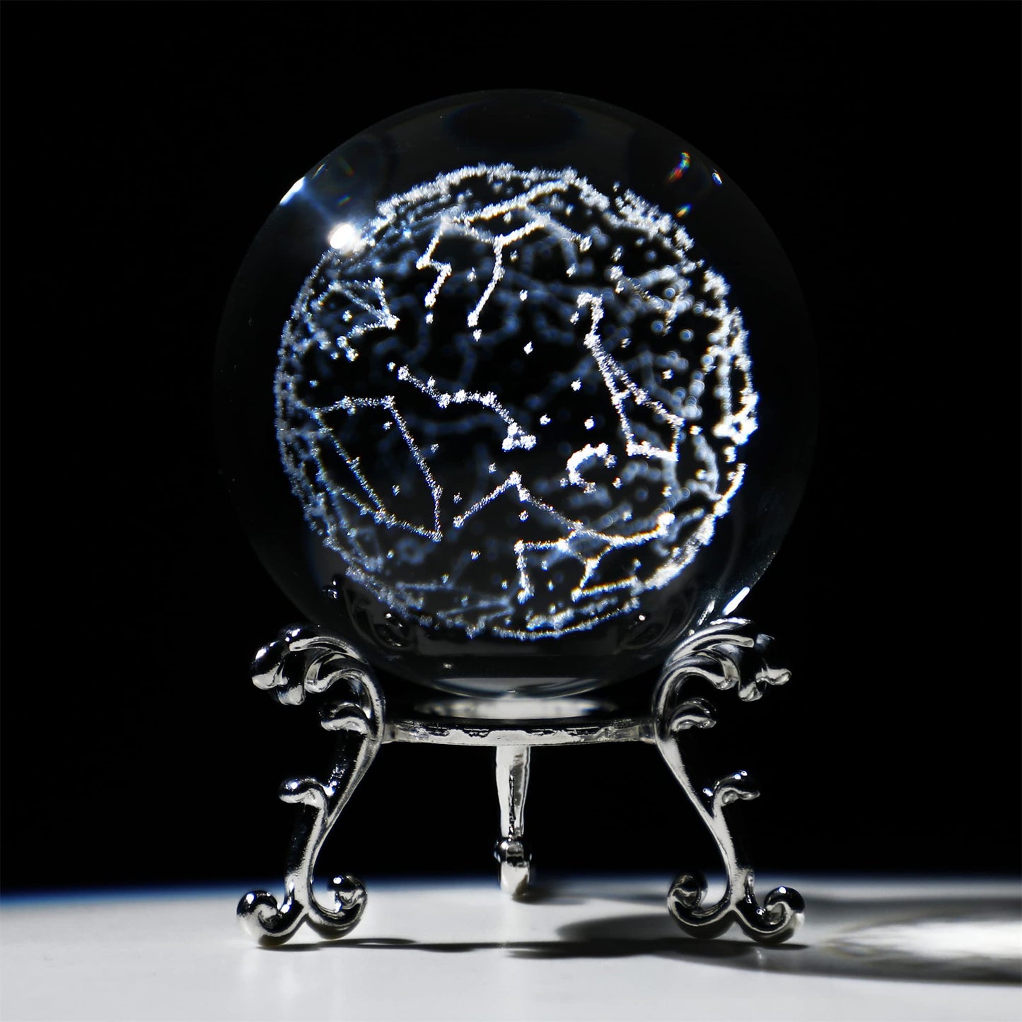 HDCRYSTALGIFTS 3D Laser Engraved Constellation Crystal Ball Paperweight 60mm/2.3inch Glass Decorative Ball Sphere for Home Table Decor