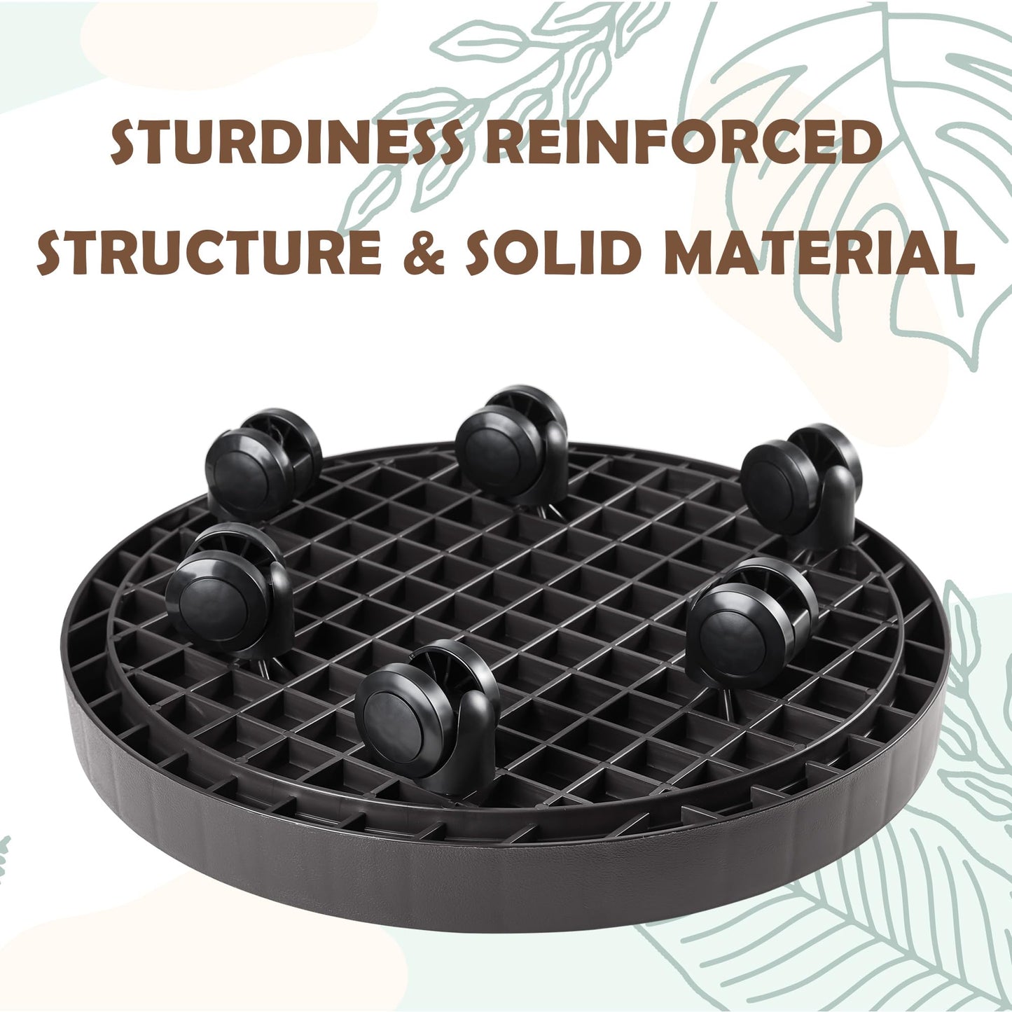 2 Pack of 12.6 Inch Planter Caddies Rolling Saucer Caddy with Wheels, Heavy Duty Wheeled Stand for Potted Plant, Round Coaster Roller Base Tray with Casters, Flower Pot Dolly Holder for Indoor Outdoor