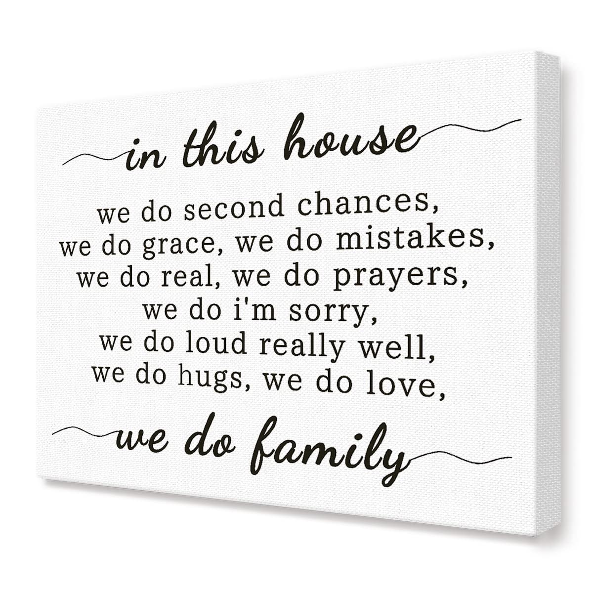 Family Quotes Canvas Wall Decor, We Do Family Sign Farmhouse Canvas Painting Wall Decor for Home Living Room 15x11 In