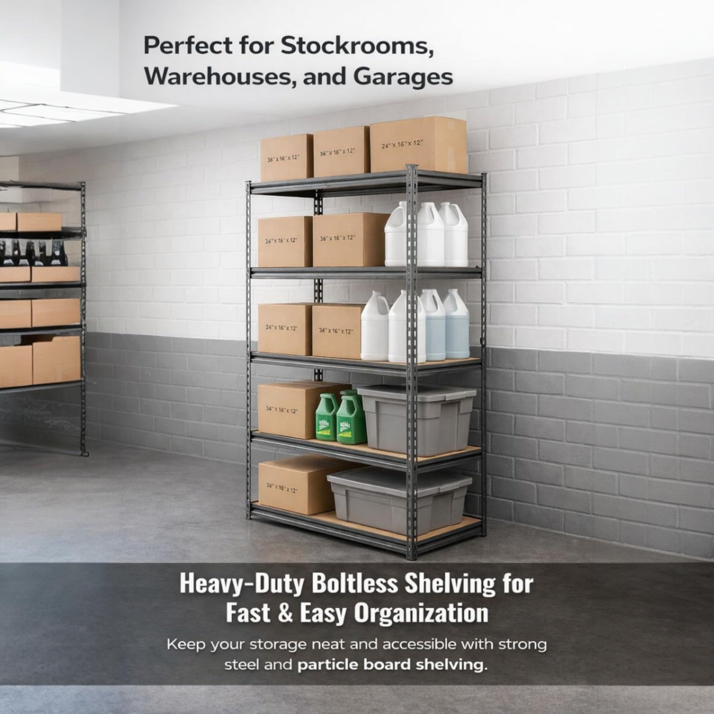 PRO&Family 24"x 72"x 72" 5 Shelves Heavy Duty Shelving Unit - Industrial Garage Storage Rack Z- Beam Storage Shelf Shelf Organizer Metal Wood Storage Shelves System