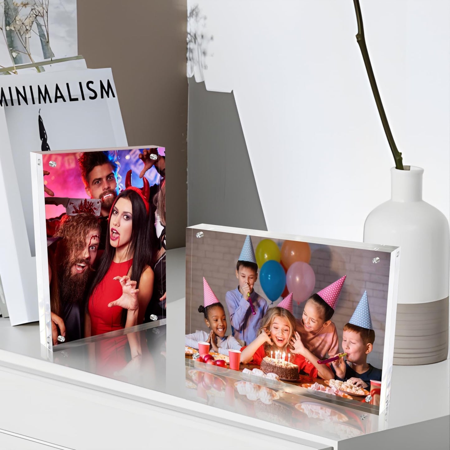 laapee 4x6 Inches Acrylic Picture Frames 3 Pack, Double Sided Magnetic Photo Frames,Free Standing on Desk or Table Clear Picture Frames
